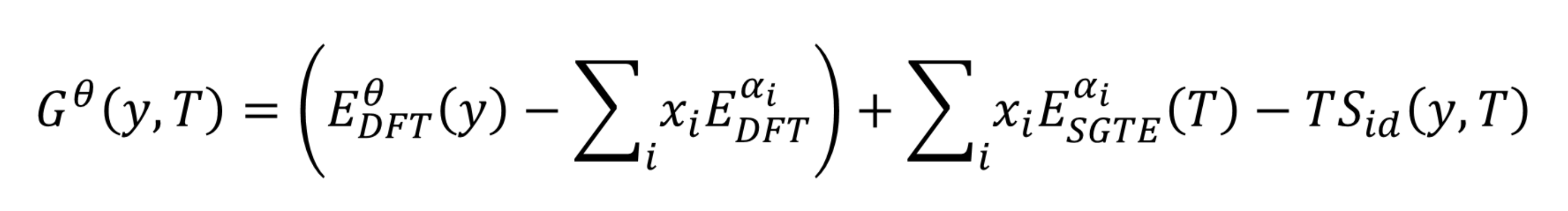 結晶相の関数としての Gibbs 自由エネルギーの式